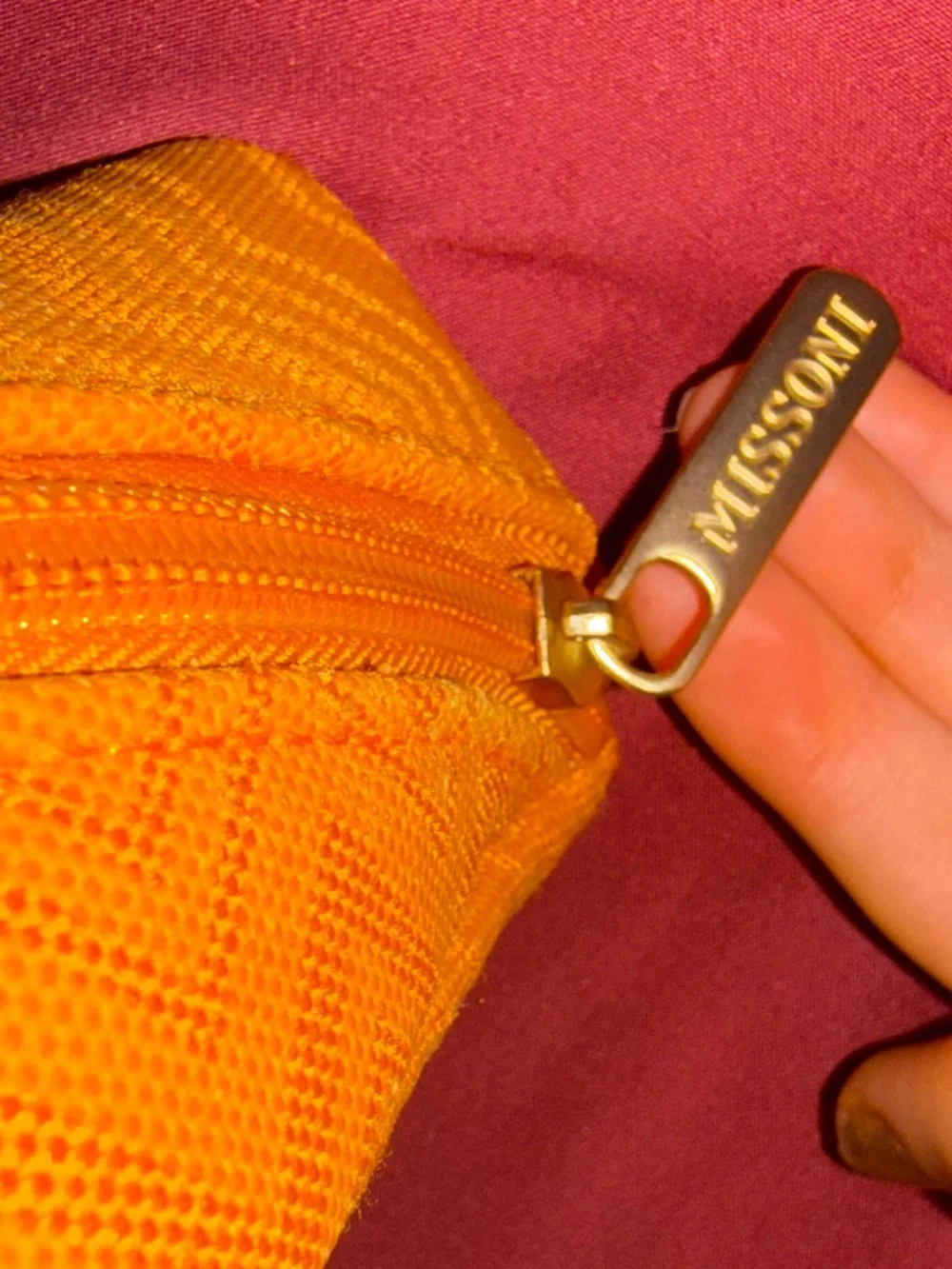 Missoni small patterned orange travel purse